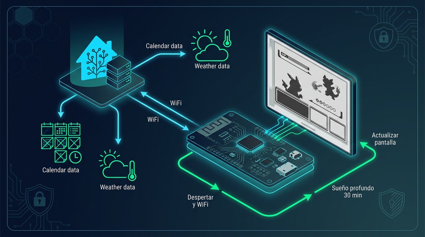 dashboard e-paper home assistant diagrama explicativo