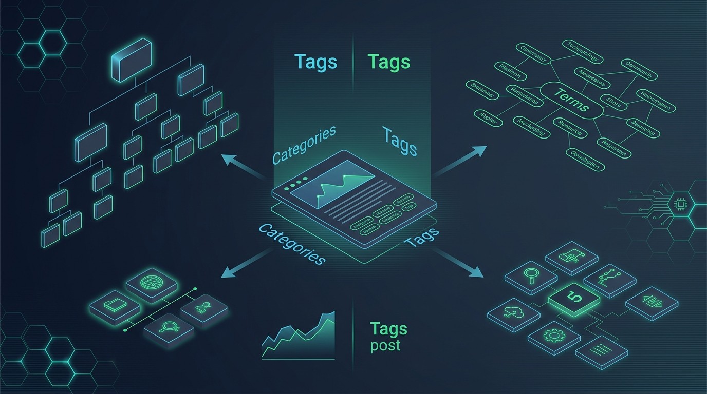 cómo usar etiquetas wordpress diagrama explicativo