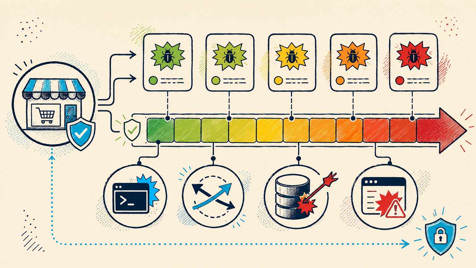 cves críticos en woocommerce 2026 diagrama explicativo
