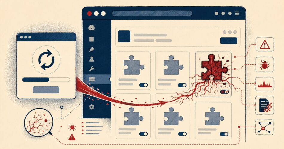 Plugin falso en wp-admin: campaña apunta a administradores WordPress con actualizaciones falsas de navegador - ilustracion