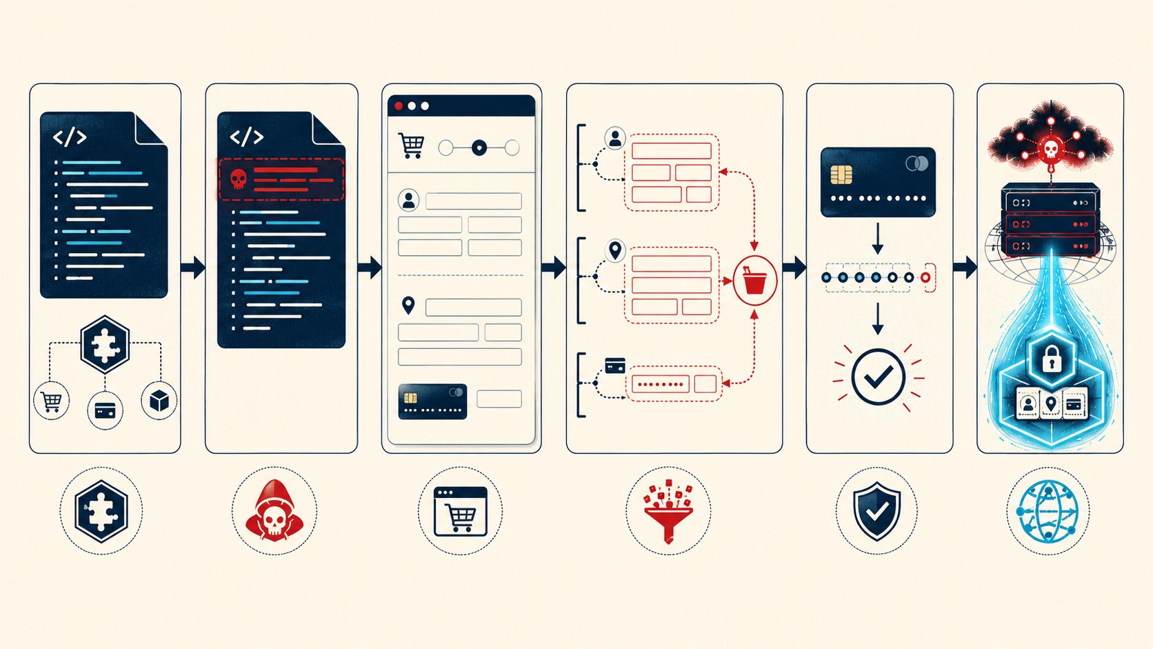 skimmers woocommerce seguridad diagrama explicativo