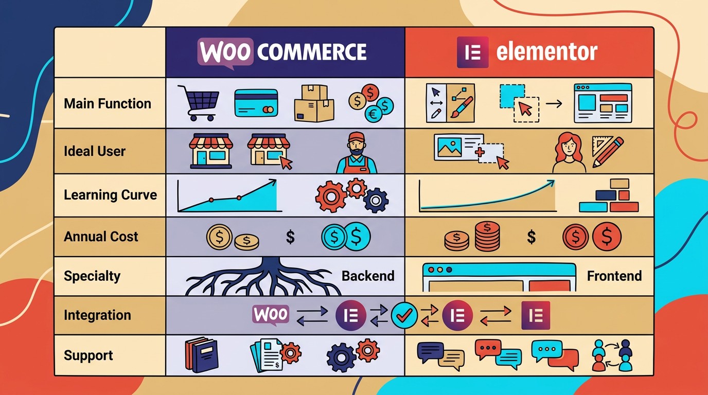 woocommerce vs elementor tabla comparativa