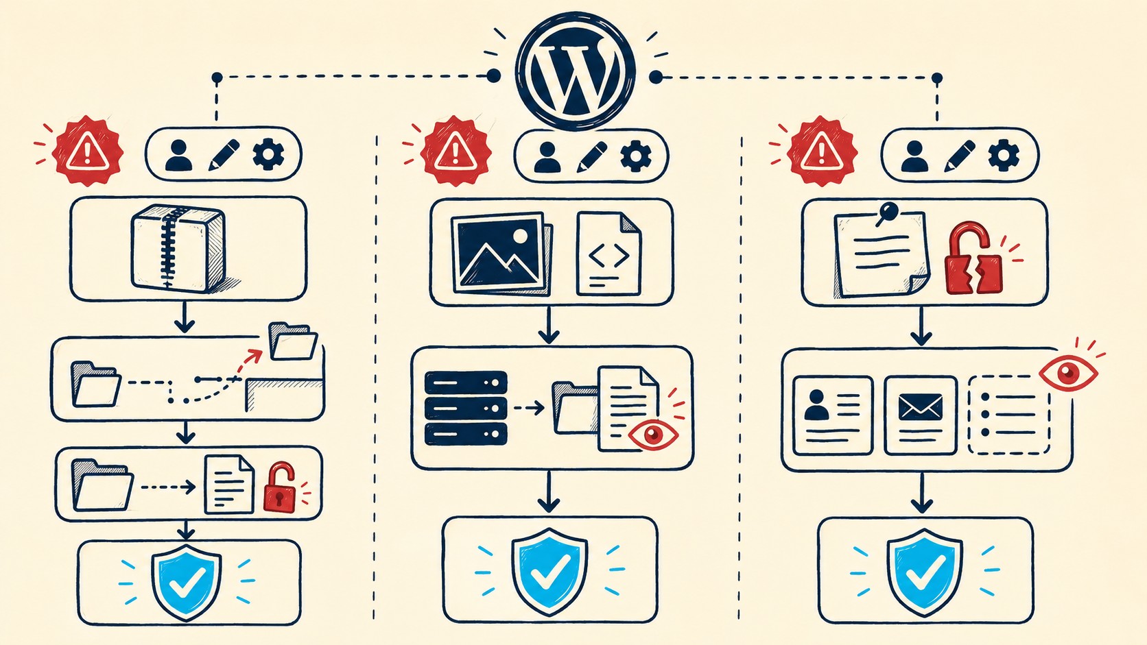 wordpress 6.9.4 seguridad diagrama explicativo