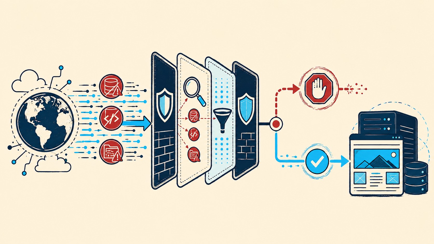 firewall waf wordpress diagrama explicativo