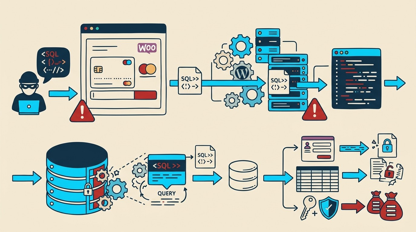 sql injection plugin pagos woocommerce diagrama explicativo