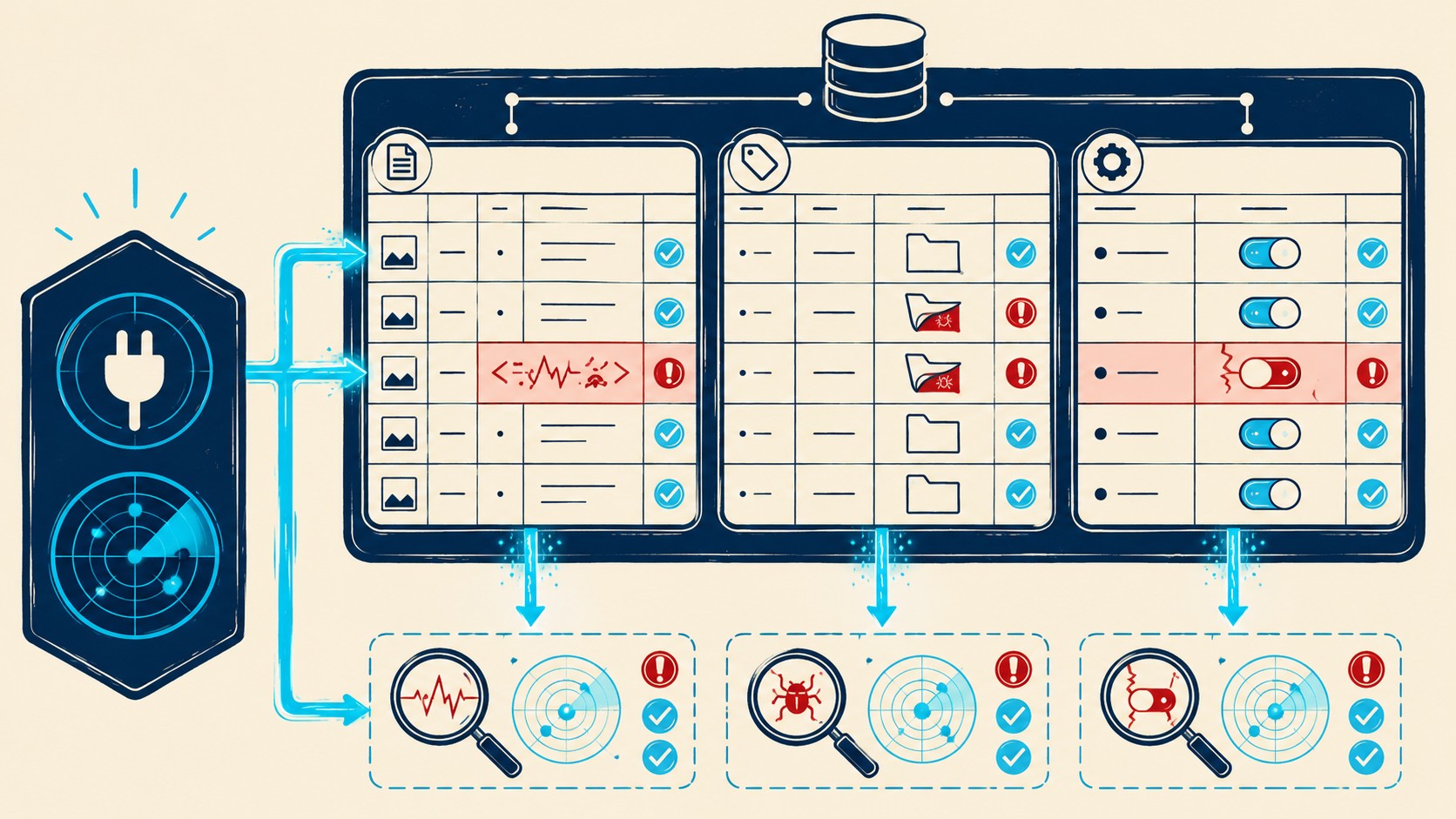 plugin wordpress escanea base de datos diagrama explicativo