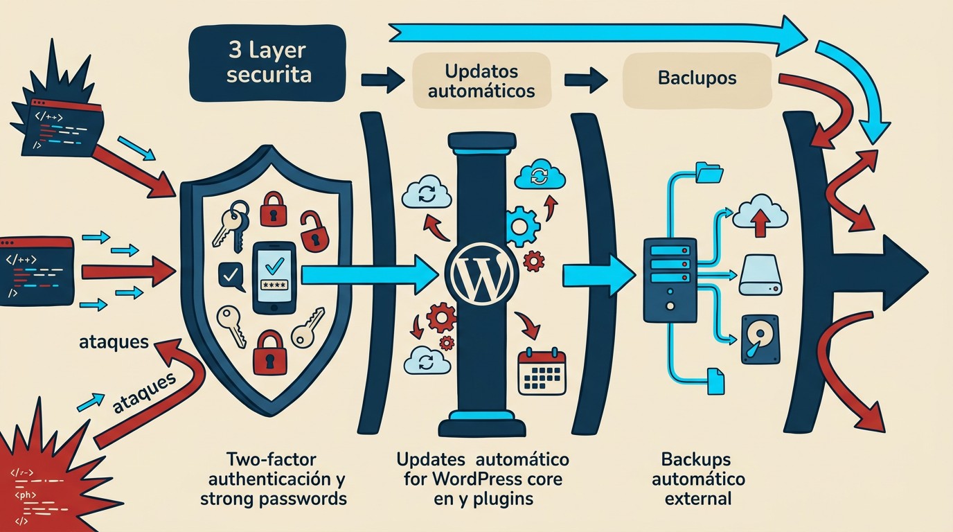 seguridad wordpress 2026 diagrama explicativo