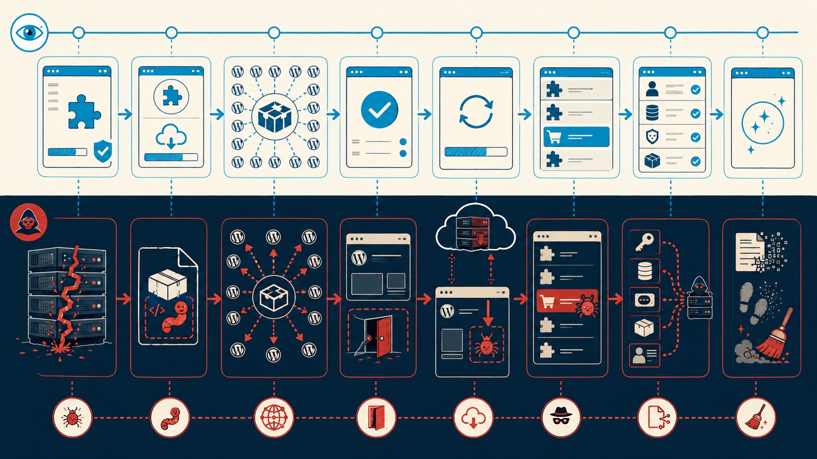 ataque cadena suministro shapedplugin wordpress diagrama explicativo