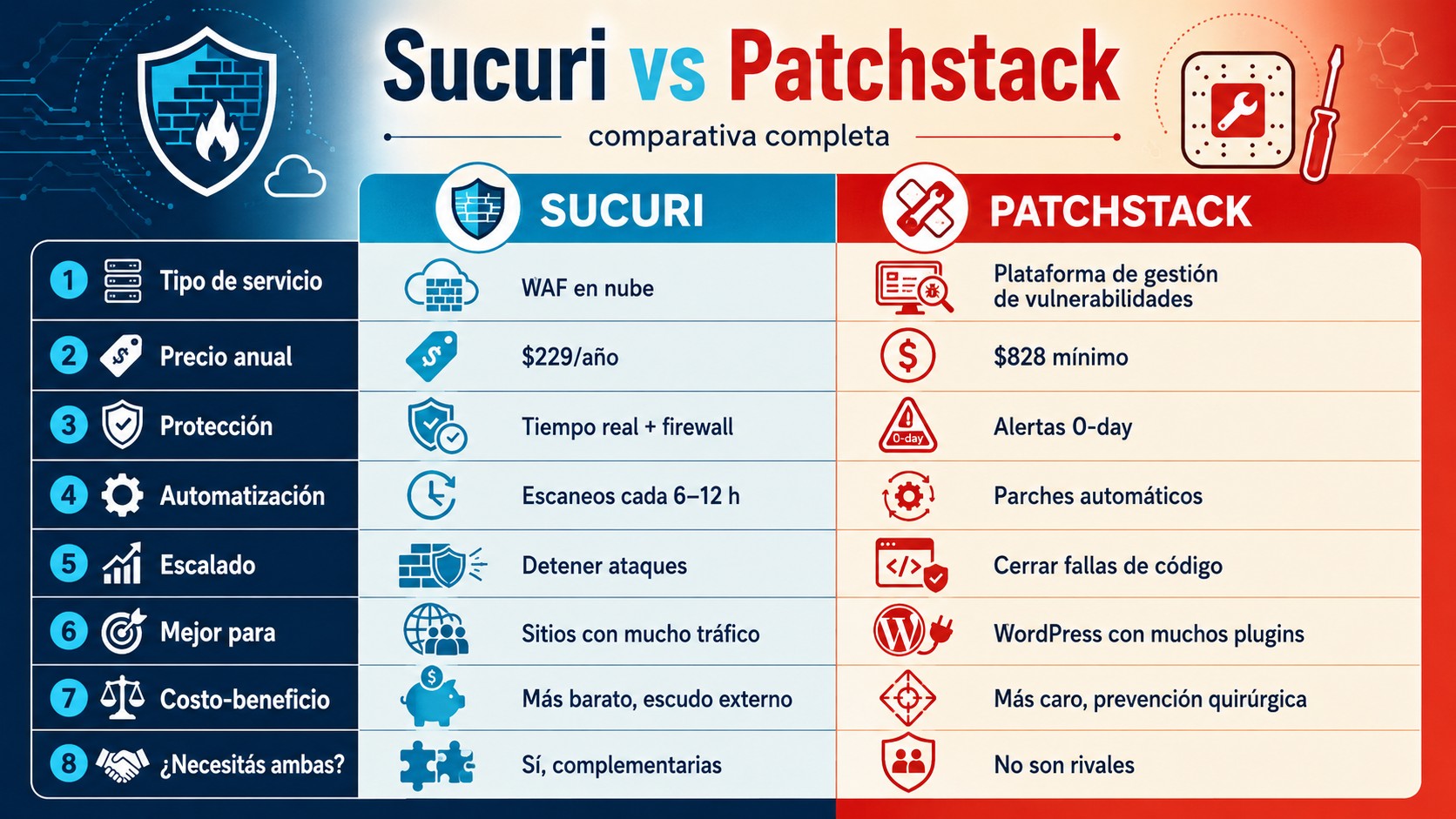 sucuri vs patchstack tabla comparativa