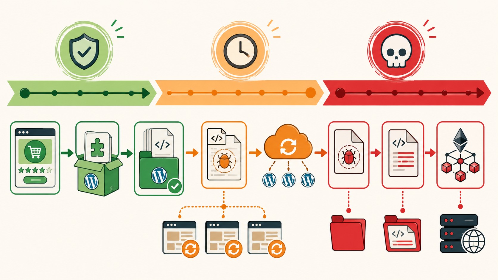 cadena suministro plugins wordpress diagrama explicativo