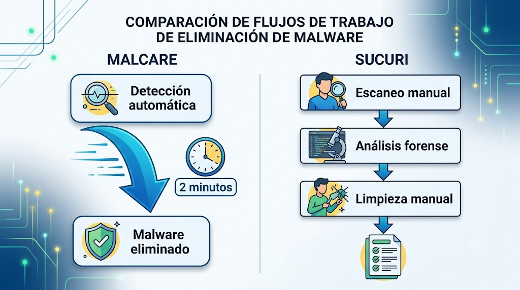 sucuri vs malcare eliminación malware diagrama explicativo
