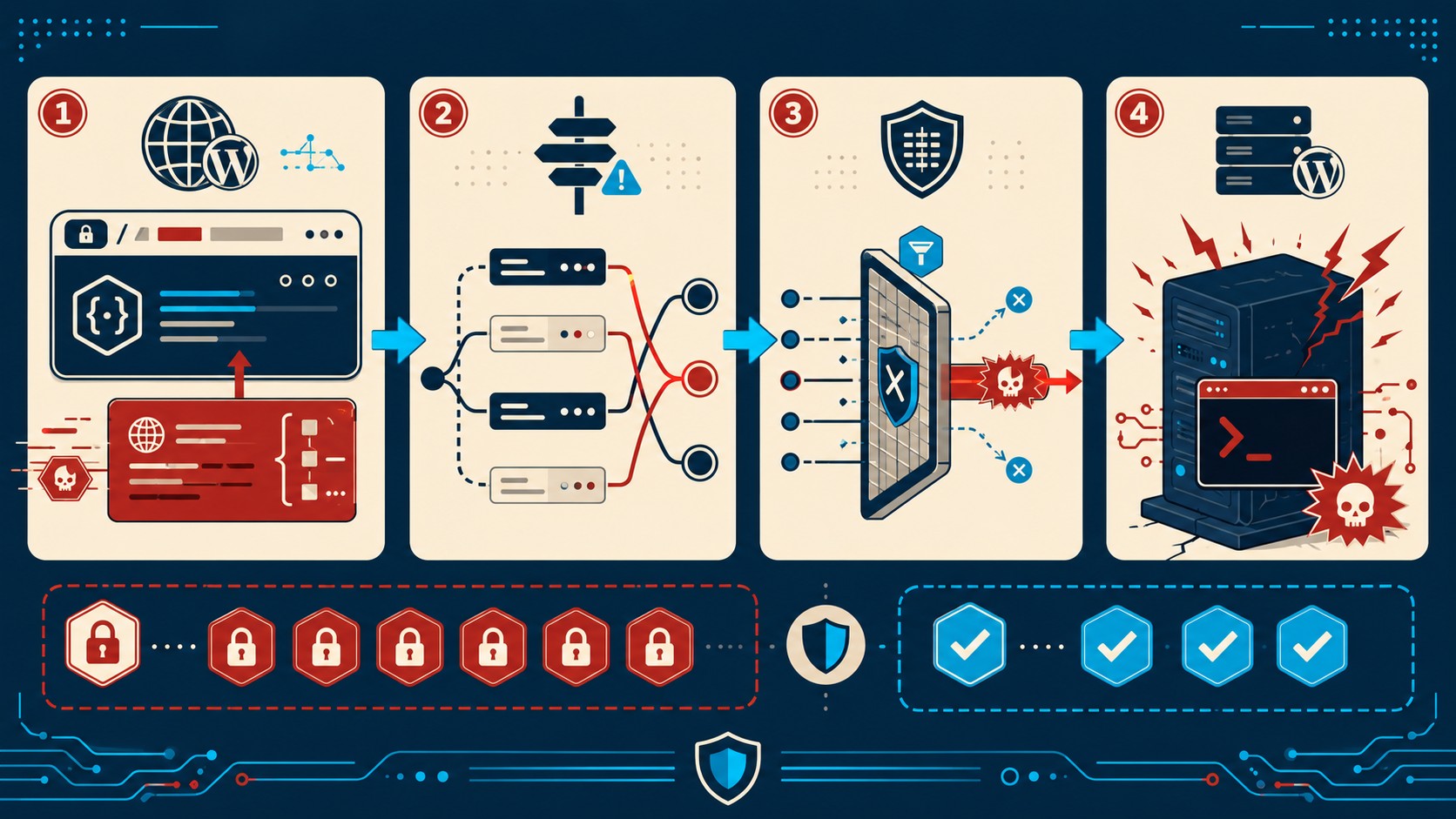wordpress seguridad hosting rce diagrama explicativo