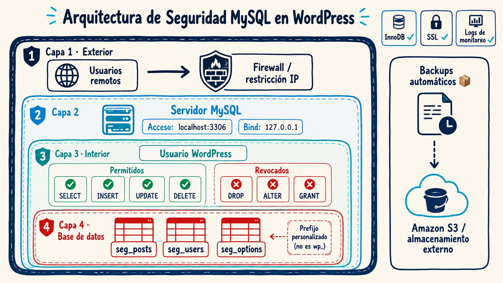 hardening mysql wordpress diagrama explicativo