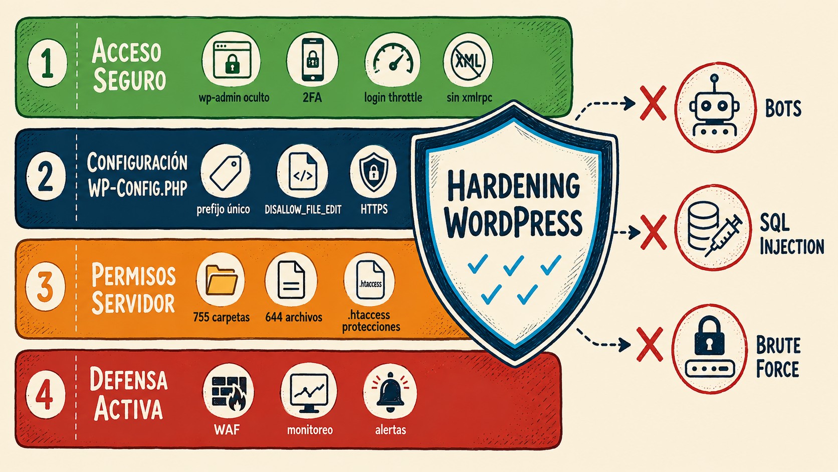 hardening de wordpress diagrama explicativo