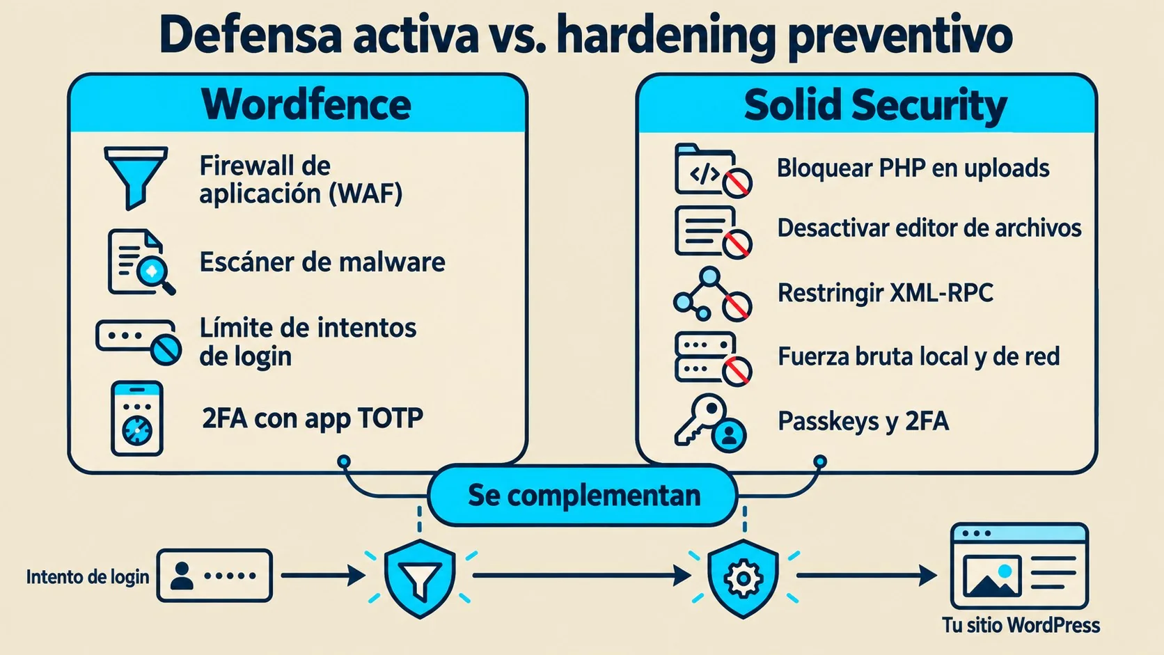 wordfence vs solid security diagrama explicativo